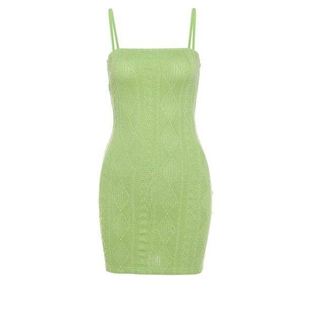 Trendy Knitted Lime Dress - Y2K Fashion with Coquette & Grunge Aesthetic