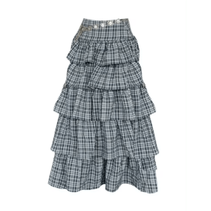 Trendy Long Plaid Y2K Cargo Skirt for Grunge & Coquette Aesthetic