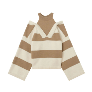 Trendy Open Shoulder Stripe Sweater - Y2K Fashion & Aesthetic Vibes