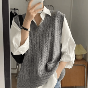 Trendy Oversized Knitted Vest for Y2K Fashion & Aesthetic Outfits