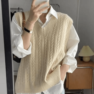 Trendy Oversized Knitted Vest for Y2K Fashion & Aesthetic Outfits