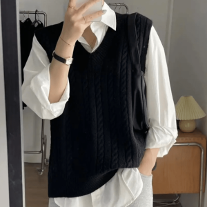 Trendy Oversized Knitted Vest for Y2K Fashion & Aesthetic Outfits