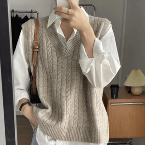 Trendy Oversized Knitted Vest for Y2K Fashion & Aesthetic Outfits