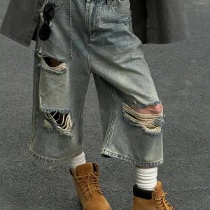 Trendy Ripped Jean Shorts for Y2K Fashion, Grunge Aesthetic & Cute Tops