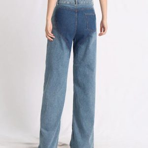 Trendy Y2K Denim Cut Out Jeans for Grunge & Coquette Aesthetic