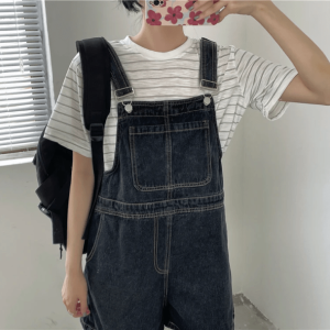 Trendy Y2K Denim Romper: Cute Tops for Coquette & Grunge Aesthetic