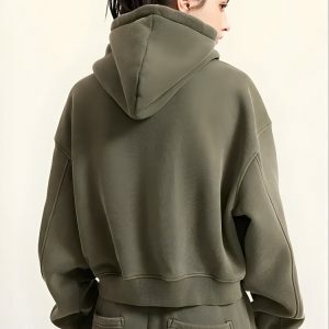 Trendy Y2K Double Zip-Up Cropped Hoodie for Coquette & Grunge Aesthetic