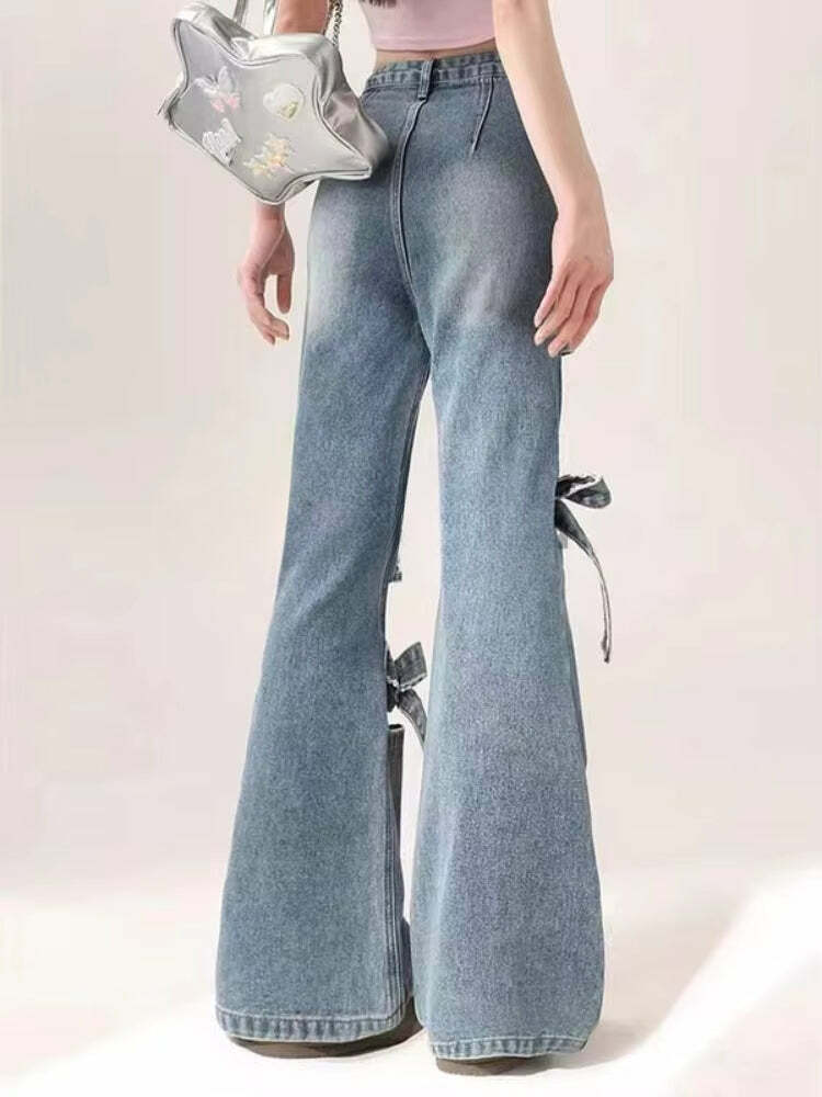 Trendy Y2K Flare Jeans: Embrace Grunge Aesthetic & Coquette Style