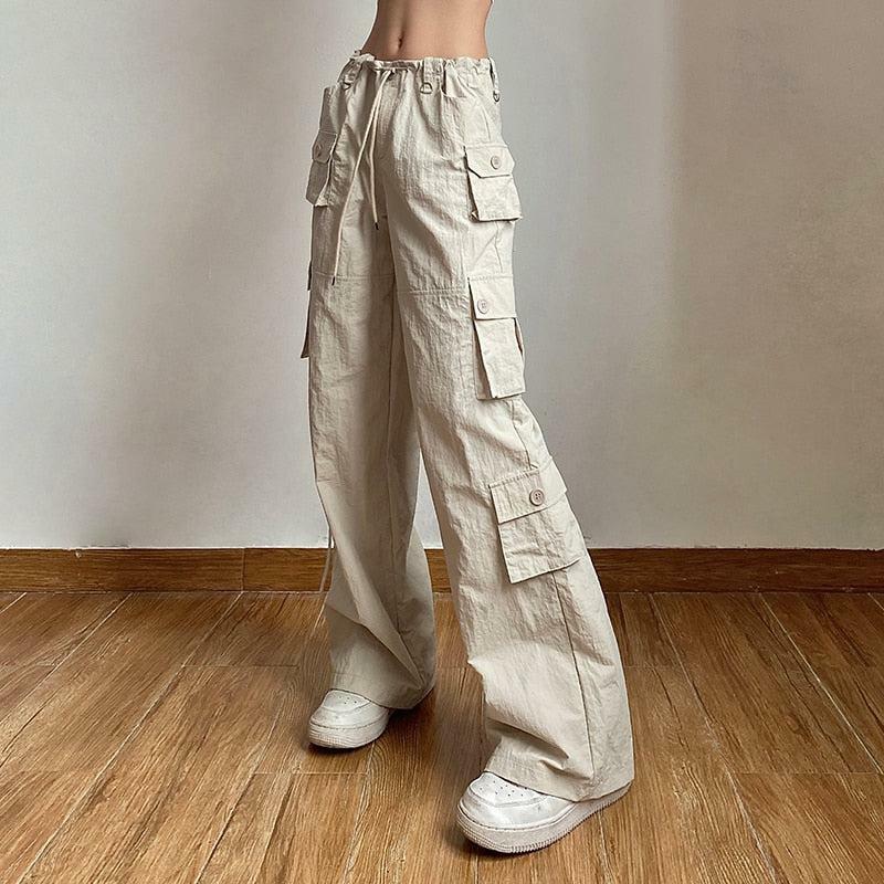 Trendy Y2K Low Rise Cargo Pants for Grunge & Coquette Aesthetic