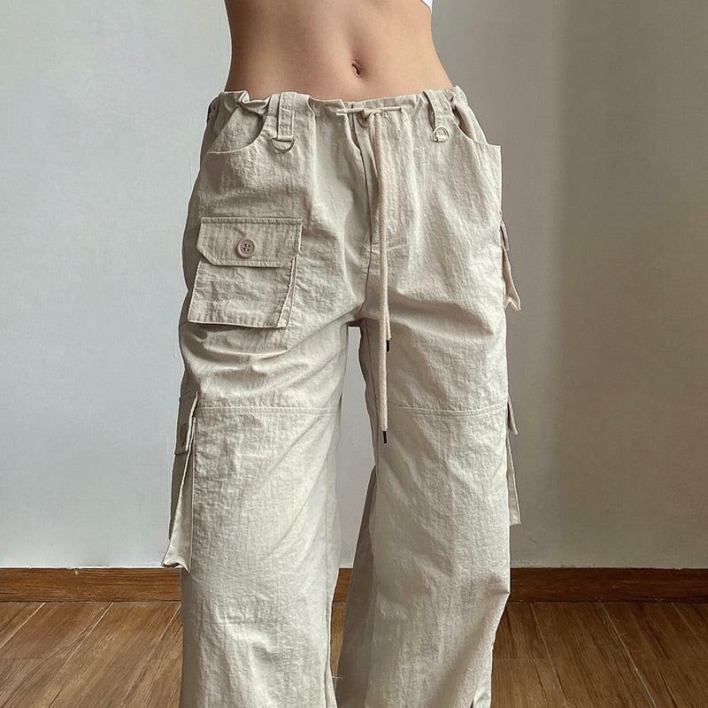 Trendy Y2K Low Rise Cargo Pants for Grunge & Coquette Aesthetic