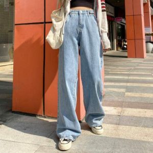 Trendy Y2K Wide Leg Jeans for Grunge Aesthetic & Coquette Style