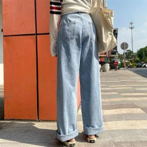 Trendy Y2K Wide Leg Jeans for Grunge Aesthetic & Coquette Style