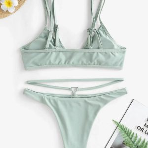 Triangle Cut Out Bikini Set - Y2K Fashion, Cute Tops, Pastel Goth Aesthetic