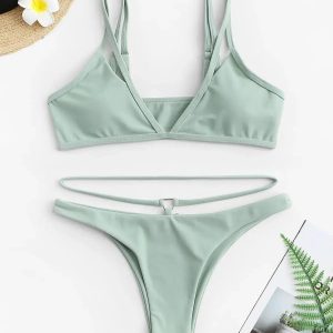 Triangle Cut Out Bikini Set - Y2K Fashion, Cute Tops, Pastel Goth Aesthetic