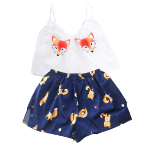 Two Foxes Y2K Pajama Set - Cute Tops for Coquette & Grunge Aesthetic