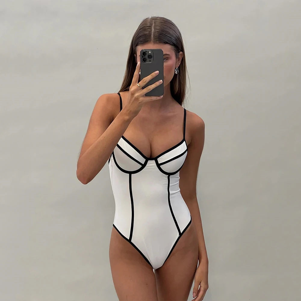 Underwire Swimsuit in Y2K Aesthetic - Cute Tops & Pastel Goth Vibes