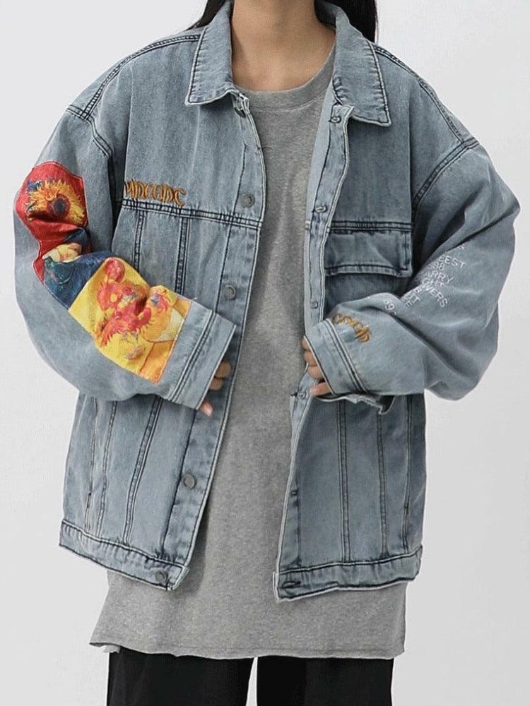 Vincent Van Gogh Denim Jacket - Y2K Fashion with Grunge Aesthetic Vibes