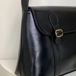 Vintage Faux Leather Messenger Bag - Y2K Aesthetic, Grunge Style, Cute Tops