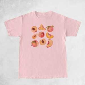 Vintage Peaches Y2K T-Shirt - Cute Tops for Coquette & Grunge Aesthetic