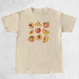 Vintage Peaches Y2K T-Shirt - Cute Tops for Coquette & Grunge Aesthetic