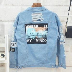 Where Is My Mind Y2K Jean Jacket - Grunge Aesthetic & Cute Tops