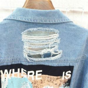 Where Is My Mind Y2K Jean Jacket - Grunge Aesthetic & Cute Tops