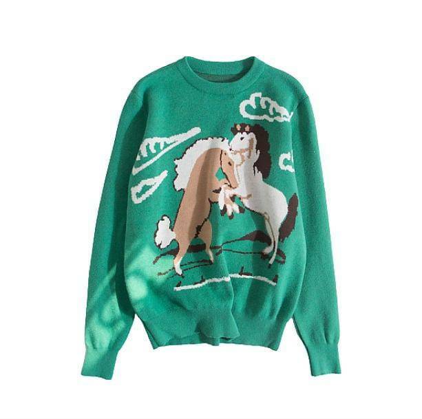 Wild Horses Y2K Sweater: Cute Tops for Coquette & Grunge Aesthetic