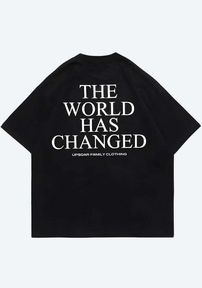 World Has Changed Y2K Graphic Tee - Embrace Coquette & Grunge Aesthetics