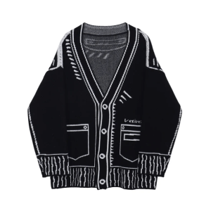 Y2K Aesthetic Contrast Graphic Sweater - Cute Tops for Grunge & Coquette