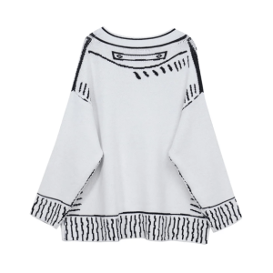 Y2K Aesthetic Contrast Graphic Sweater - Cute Tops for Grunge & Coquette