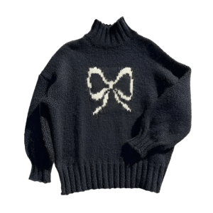 Y2K Aesthetic Cutesy Bow Sweater - Cute Tops for Coquette & Grunge Styles