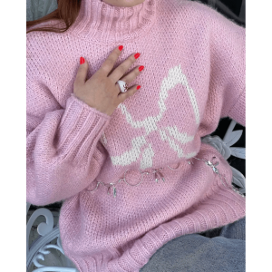 Y2K Aesthetic Cutesy Bow Sweater - Cute Tops for Coquette & Grunge Styles