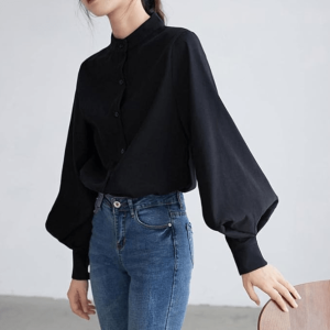 Y2K Aesthetic Dark Academia Blouse - Grunge & Coquette Style Top