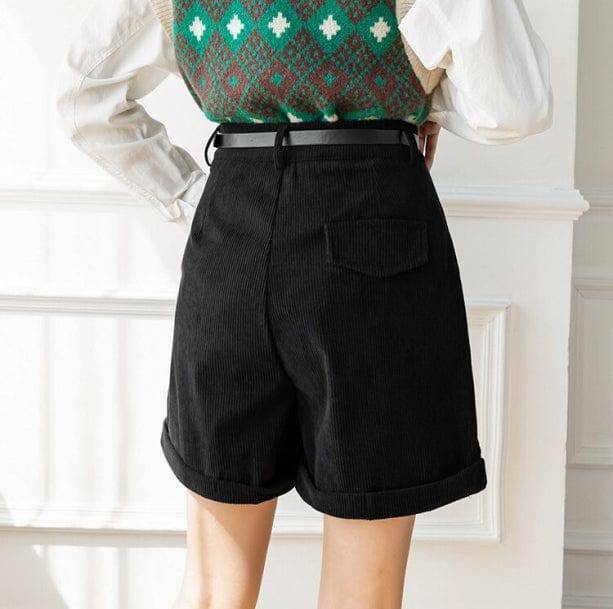 Y2K Aesthetic Dark Academia Corduroy Shorts for Trendy Outfits