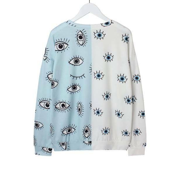 Y2K Aesthetic Eye Print Sweatshirt - Cute Tops for Grunge & Coquette Styles