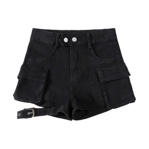 Y2K Aesthetic Flap Pocket Shorts for Grunge & Coquette Outfits