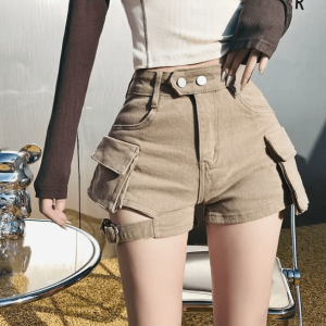 Y2K Aesthetic Flap Pocket Shorts for Grunge & Coquette Outfits