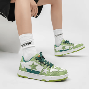 Y2K Aesthetic Green Star Sneakers for Coquette and Grunge Styles