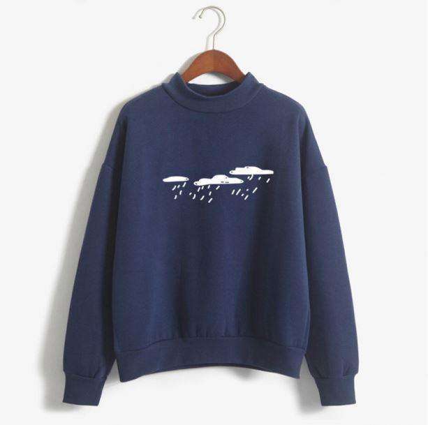 Y2K Aesthetic Jumper with Clouds - Cute Pastel Goth & Grunge Style