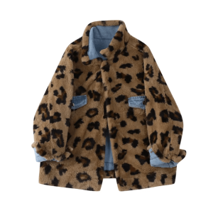 Y2K Aesthetic Leopard Print Reversible Jacket for Trendy Outfits