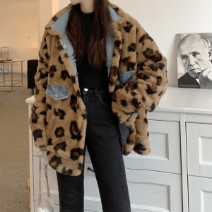 Y2K Aesthetic Leopard Print Reversible Jacket for Trendy Outfits