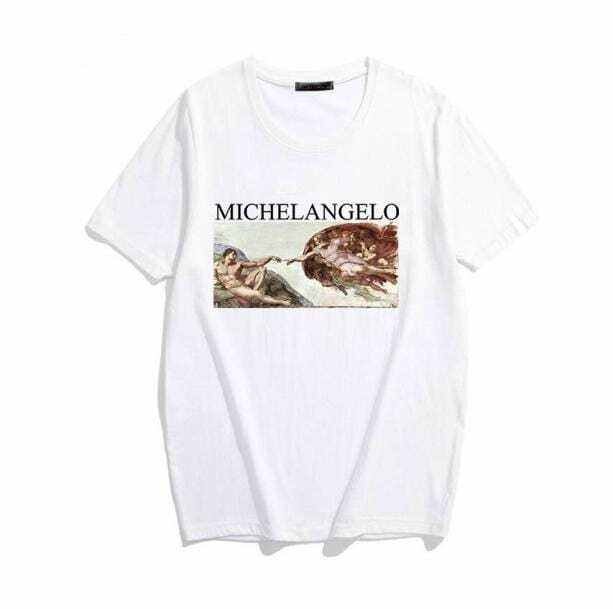 Y2K Aesthetic Michelangelo Creation T-Shirt: Cute Tops for Grunge & Coquette Styles