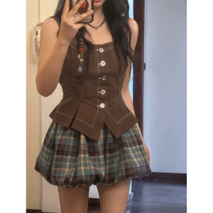 Y2K Aesthetic Plaid Cargo Skirt - Grunge & Coquette Fashion Essential