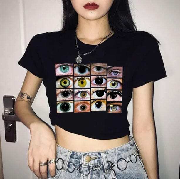 Y2K Aesthetic Weirdcore Crop Top - Cute Grunge & Coquette Style