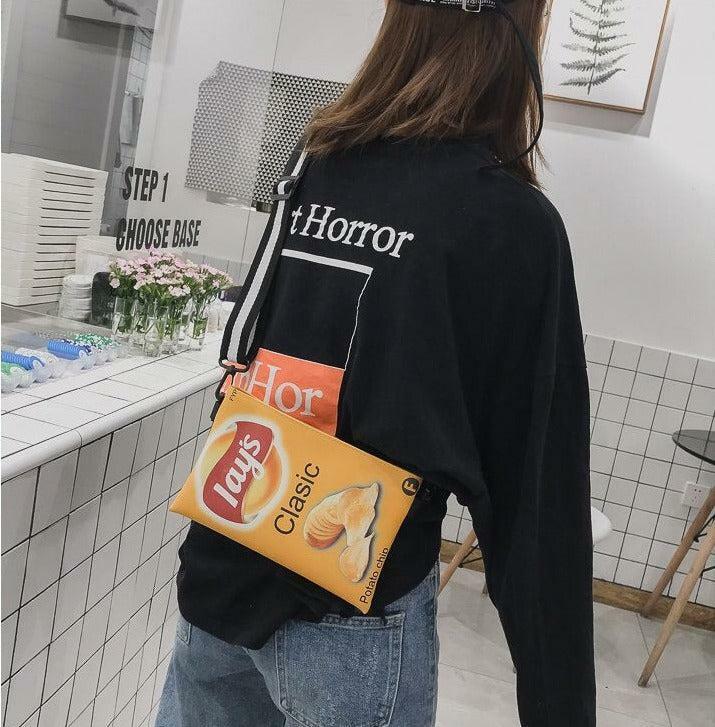 Y2K Aesthetic Weirdcore Lays Chips Crossbody Bag for Trendy Outfits