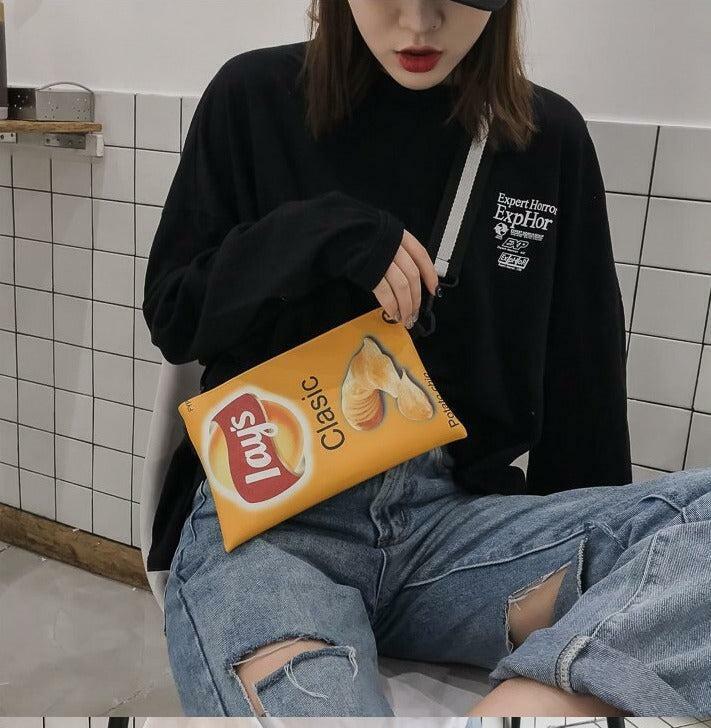 Y2K Aesthetic Weirdcore Lays Chips Crossbody Bag for Trendy Outfits