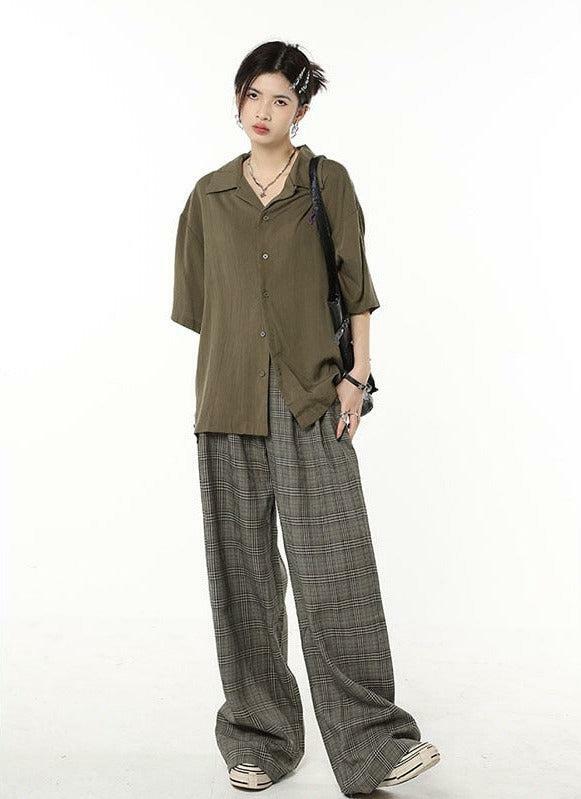 Y2K Aesthetic Wide Leg Plaid Pants for Grunge & Coquette Styles