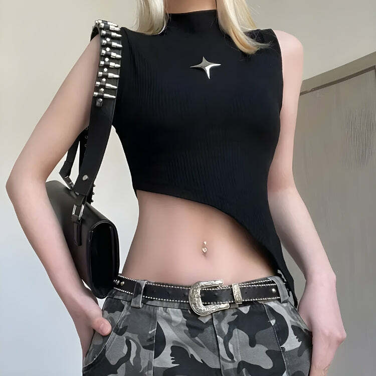 Y2K Asymmetric Corduroy Crop Top - Cute Grunge & Coquette Aesthetic