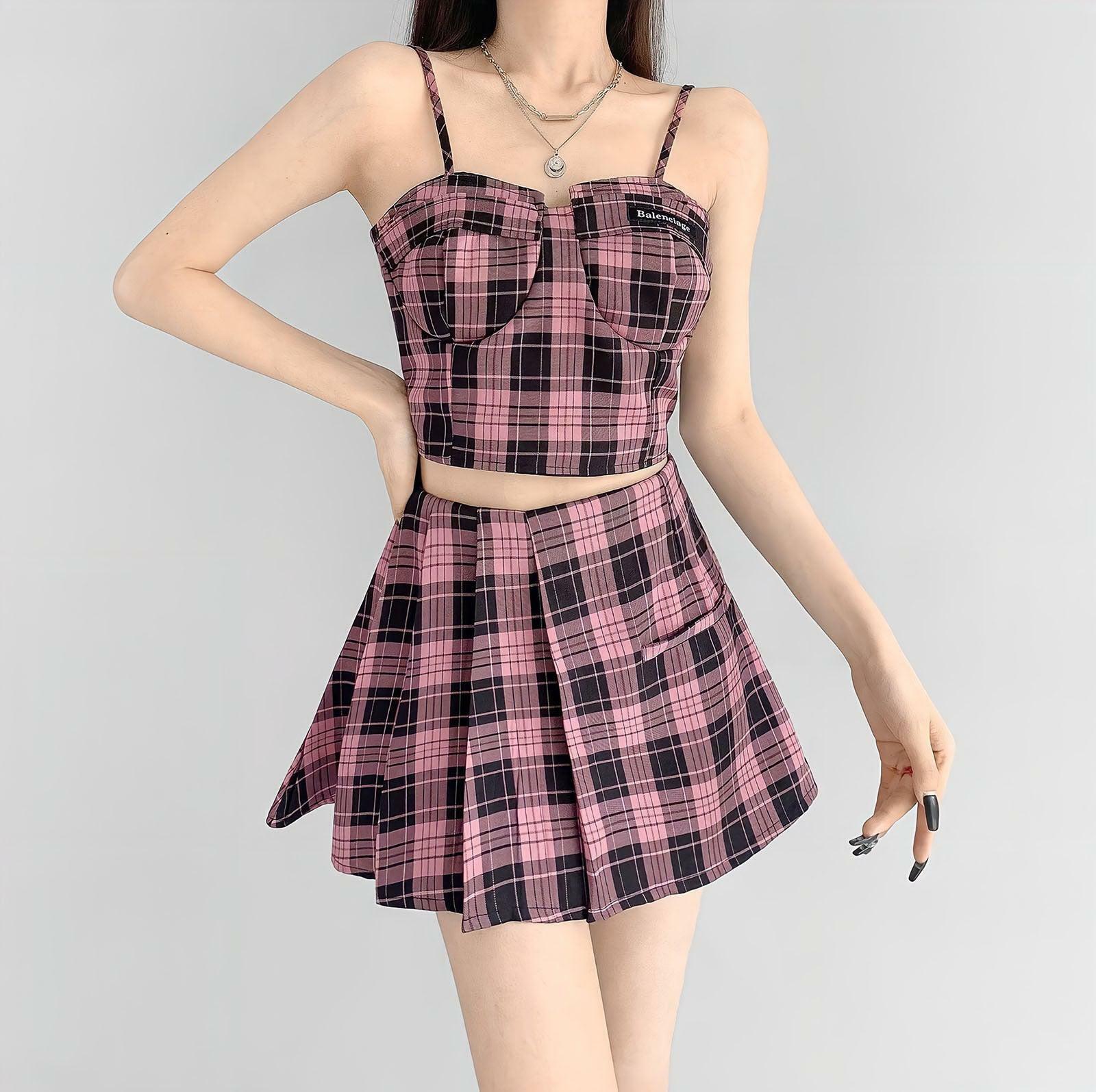 Y2K Barbie Mini Skirt & Crop Top Set - Cute Coquette Aesthetic Outfit