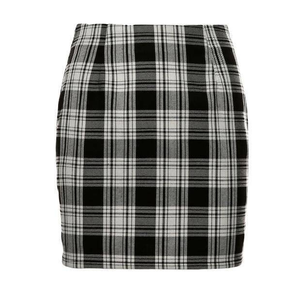 Y2K Black and White Plaid Mini Skirt - Grunge Aesthetic Cute Outfit